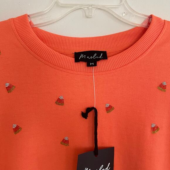 Marled Sweatshirt Candy Corn Orange, Silver, Yellow Combo 01135-3TJK Size Medium - Picture 5 of 7
